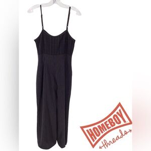 Black Pinstripe Jumpsuit
